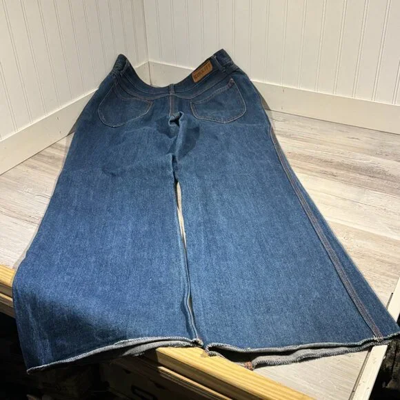 Rare VTG Men 35x31.5 St. Leger Bullitt Blue Jeans w/ Elephant Flare Bell Bottoms